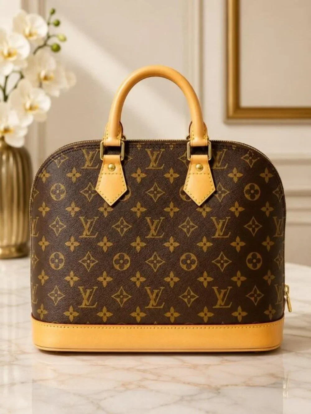 Authentic Louis Vuitton Alma Monogram Satchel Handbag